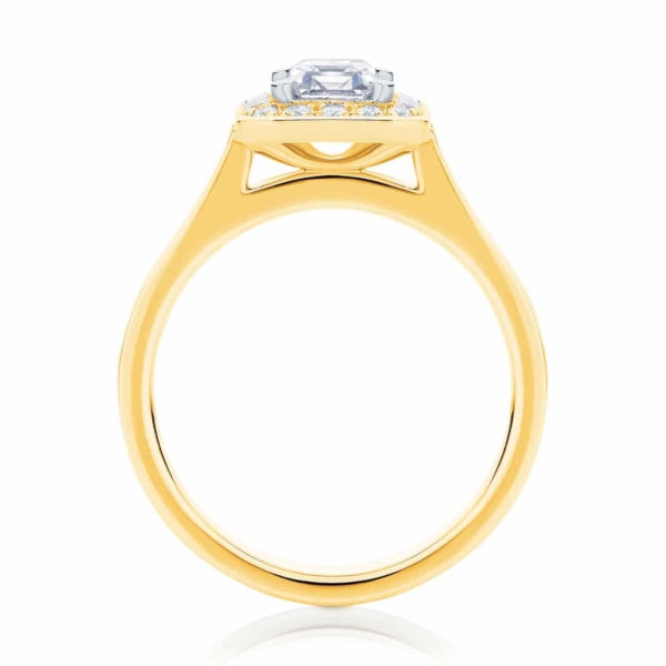 Emerald Halo Engagement Ring Yellow Gold | Emerald Serenity