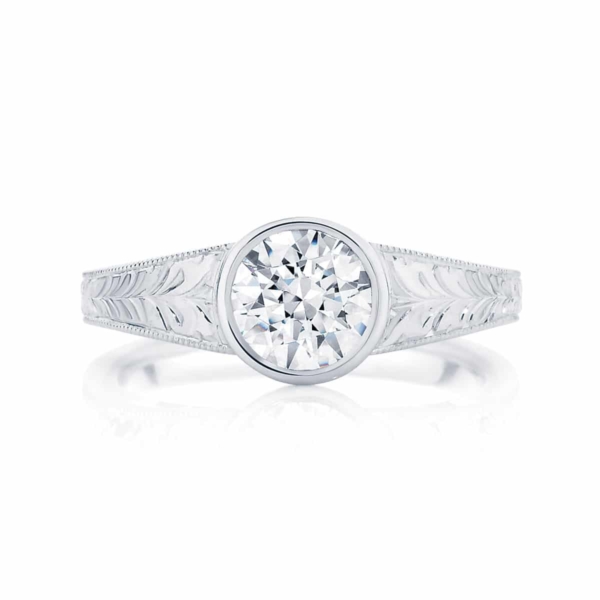 Round Bezel Set Engagement Ring Platinum | Empress