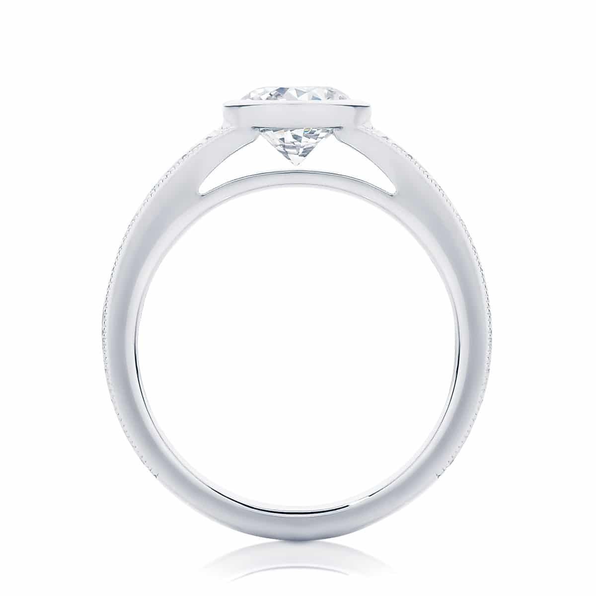 Engraved Detail Engagement Ring White Gold | Empress