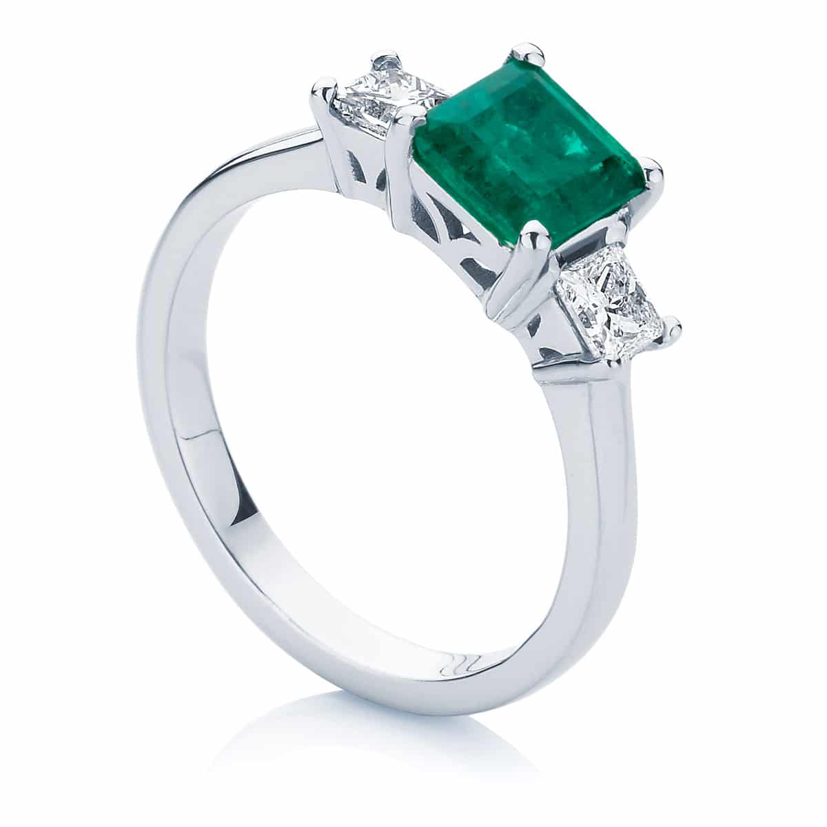 Princess Three Stone Engagement Ring White Gold | Enchanted