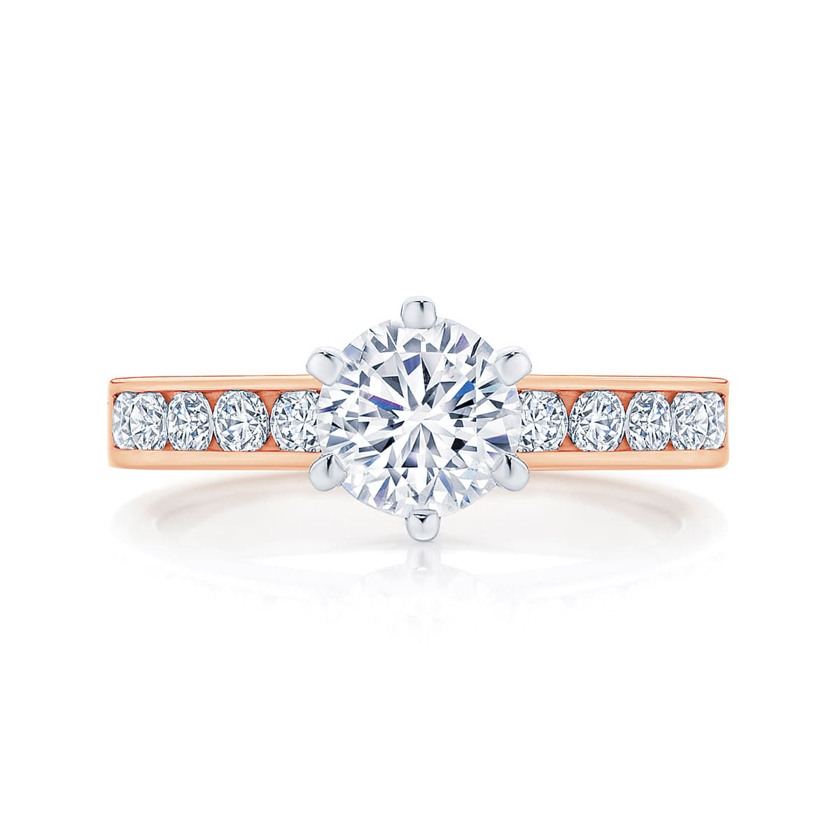 Round Side Stones Engagement Ring Rose Gold | Encore