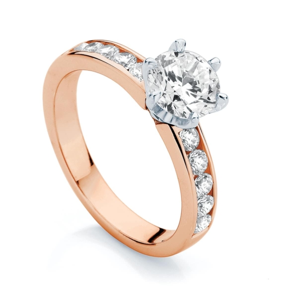 Round Side Stones Engagement Ring Rose Gold | Encore