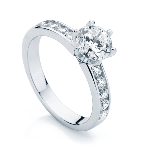 Round Side Stones Engagement Ring White Gold | Encore
