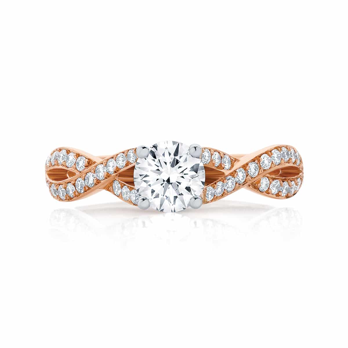 Round Side Stones Engagement Ring Rose Gold | Entwine II