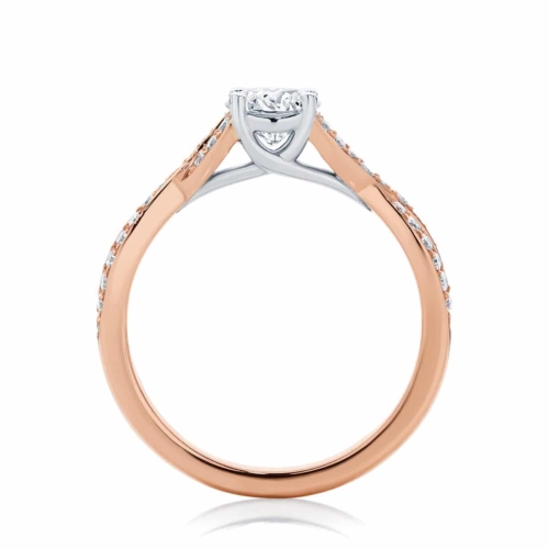 Round Side Stones Engagement Ring Rose Gold | Entwine II