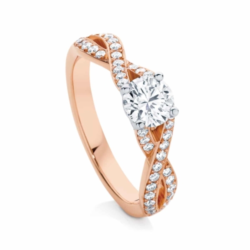 Round Side Stones Engagement Ring Rose Gold | Entwine II