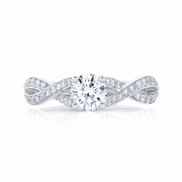 Round Side Stones Engagement Ring White Gold | Entwine II