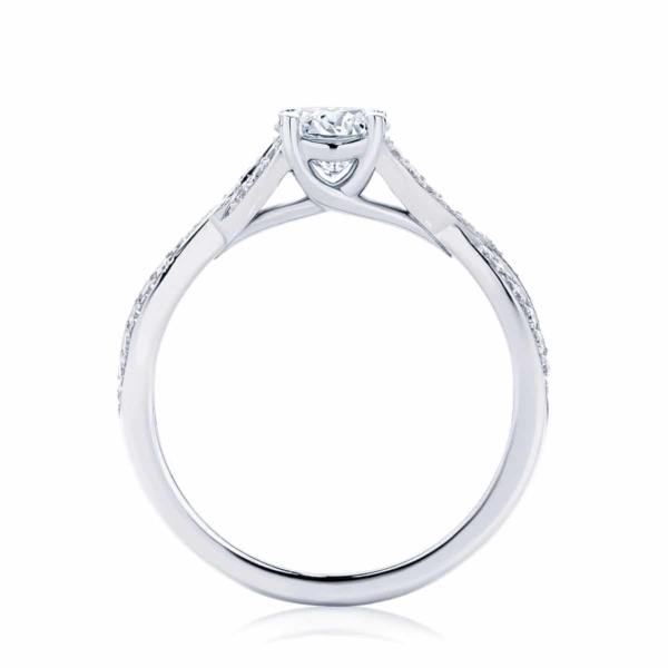 Round Side Stones Engagement Ring White Gold | Entwine II