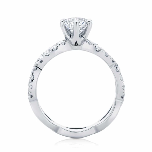 Round Side Stones Engagement Ring Platinum | Entwine