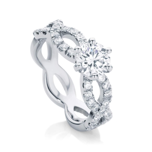 Round Side Stones Engagement Ring Platinum | Entwine