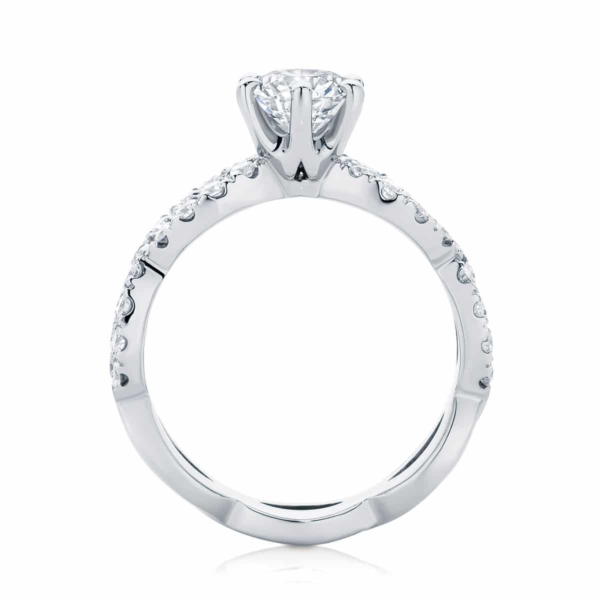 Round Side Stones Engagement Ring White Gold | Entwine