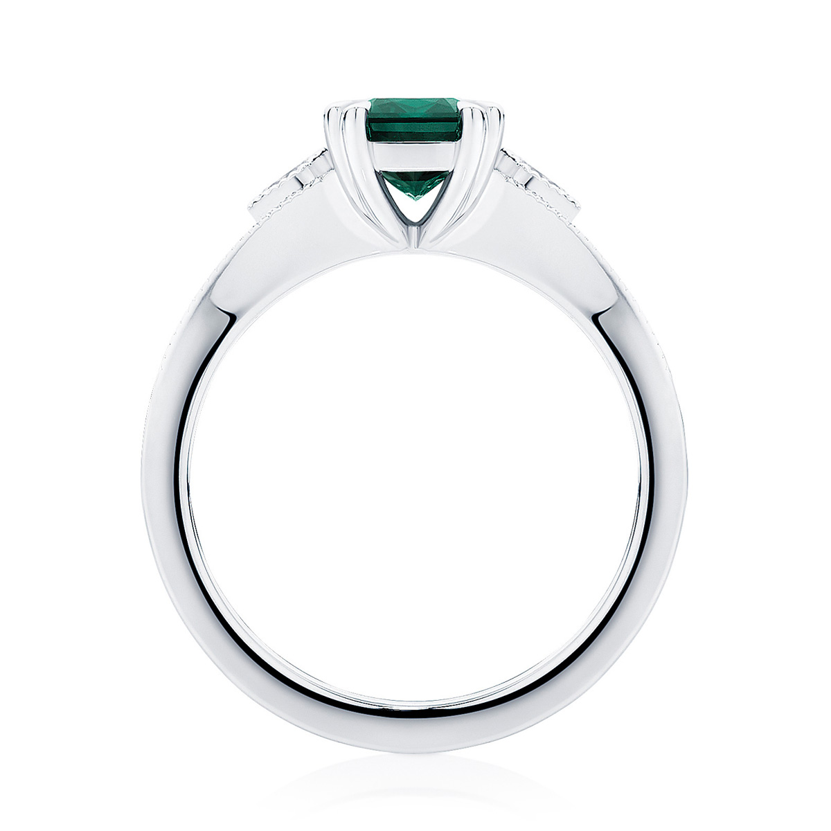 Emerald Side Stones Engagement Ring Platinum | Eve