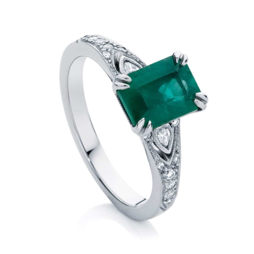 Emerald Side Stones Engagement Ring Platinum | Eve