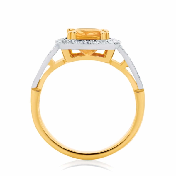 Cushion Halo Engagement Ring Yellow Gold | Evening Light