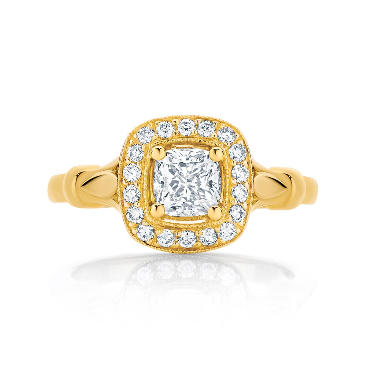 Round Halo Engagement Ring Yellow Gold | Florence