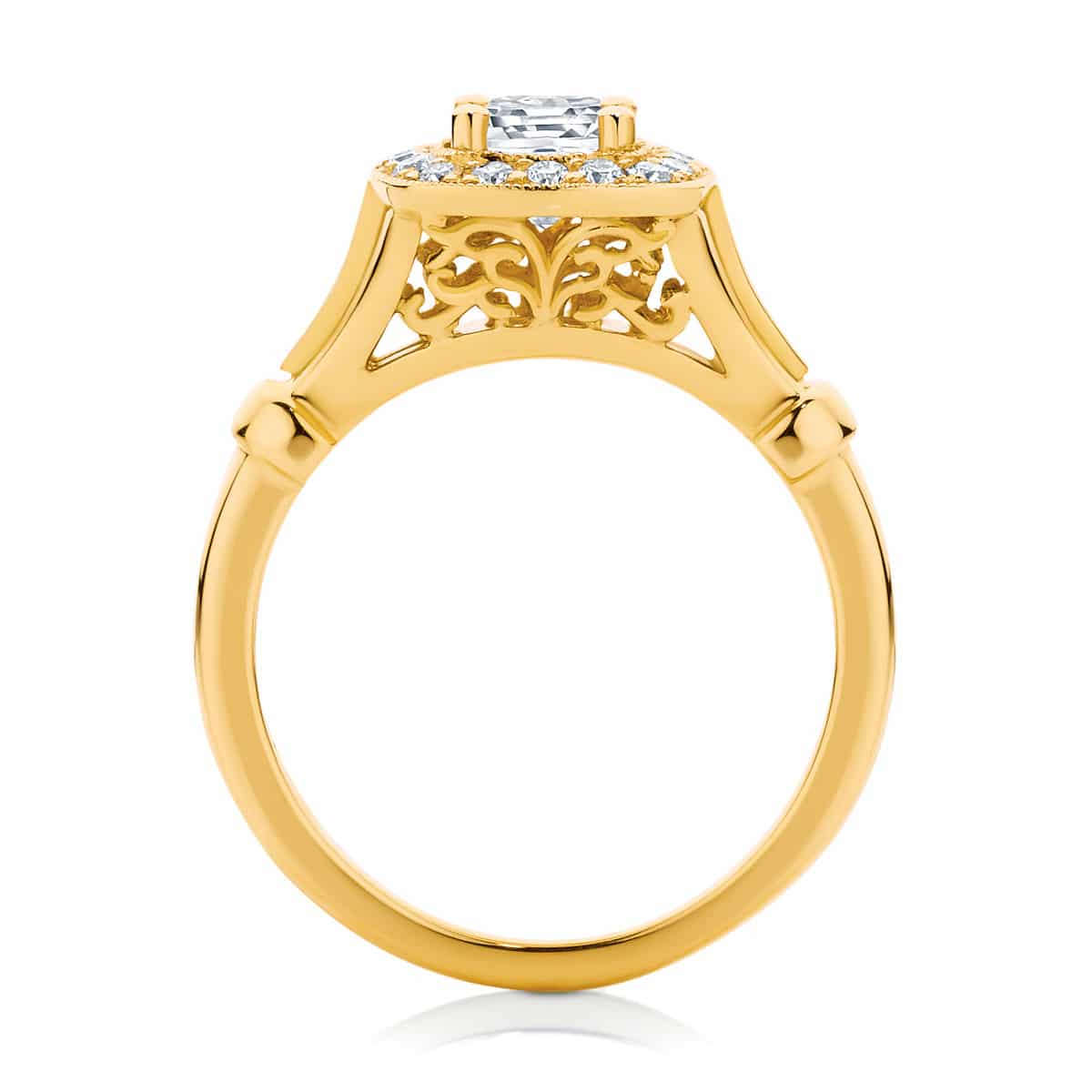 Round Halo Engagement Ring Yellow Gold | Florence