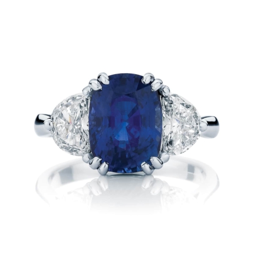 Cushion Three Stone Engagement Ring Platinum | Grace