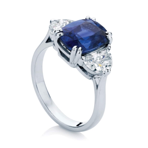 Cushion Three Stone Engagement Ring Platinum | Grace
