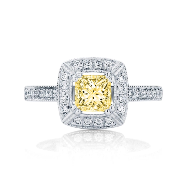 Princess Halo Engagement Ring Platinum | Honour (Fancy Yellow)