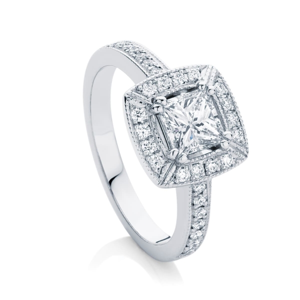 Princess Halo Engagement Ring White Gold | Honour