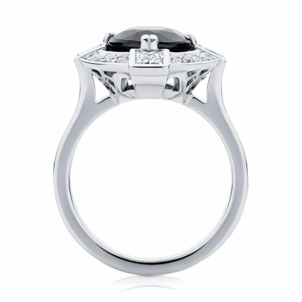 Oval Halo Engagement Ring Platinum | Midnight Sky