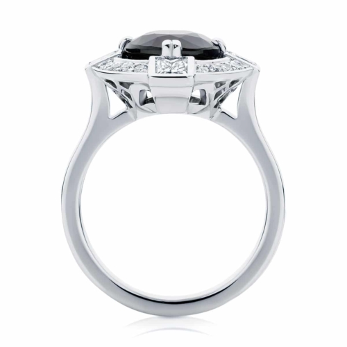 Oval Halo Engagement Ring White Gold | Midnight Sky