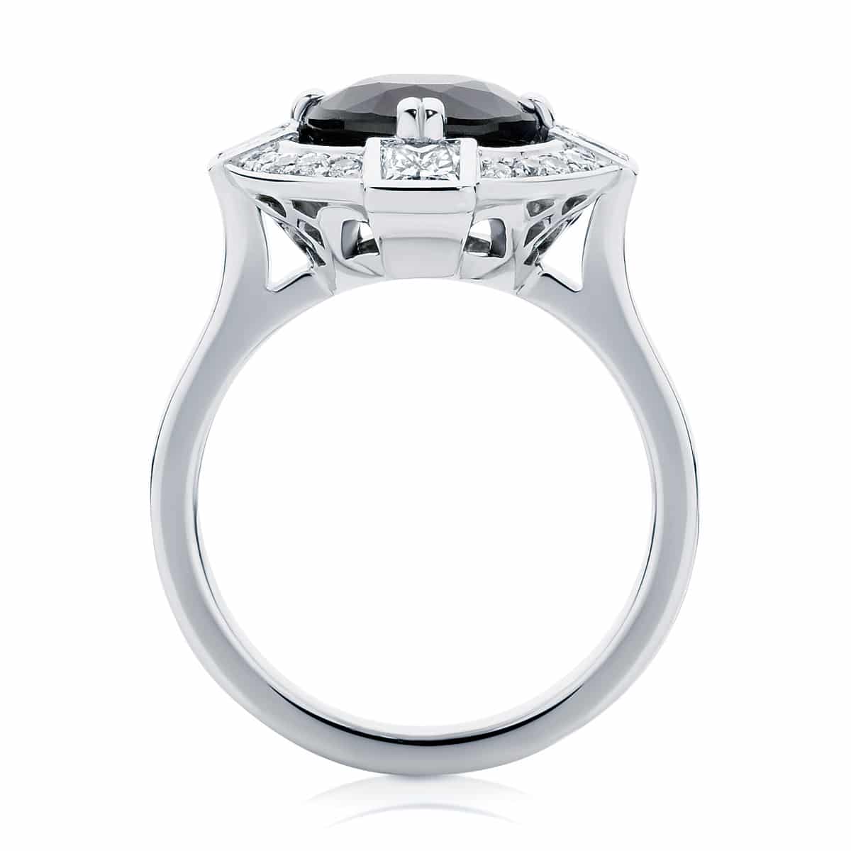 Oval Halo Engagement Ring White Gold | Midnight Sky