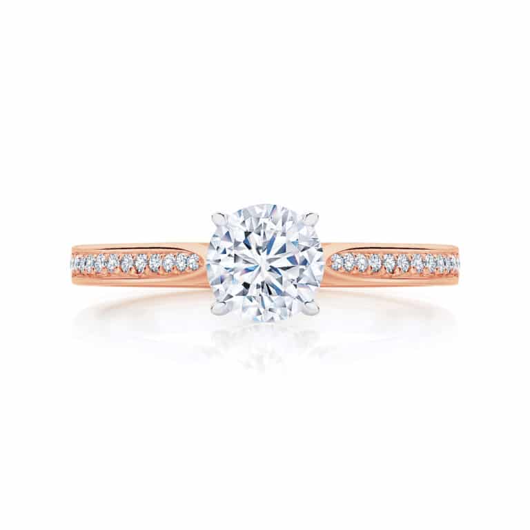 Round Side Stones Engagement Ring Rose Gold | Mirage