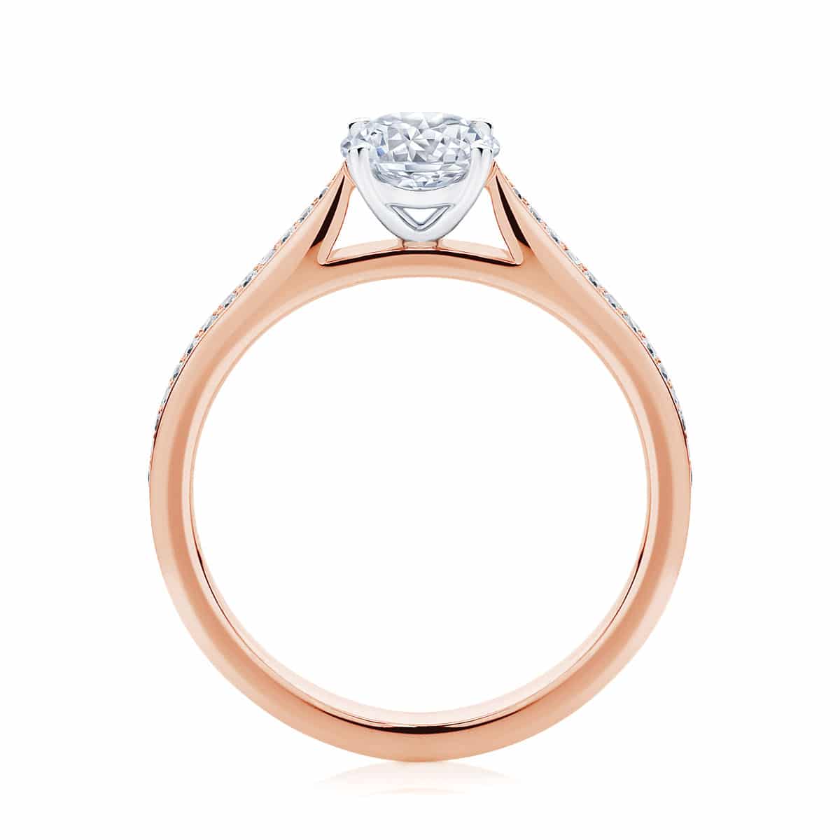 Round Side Stones Engagement Ring Rose Gold | Mirage