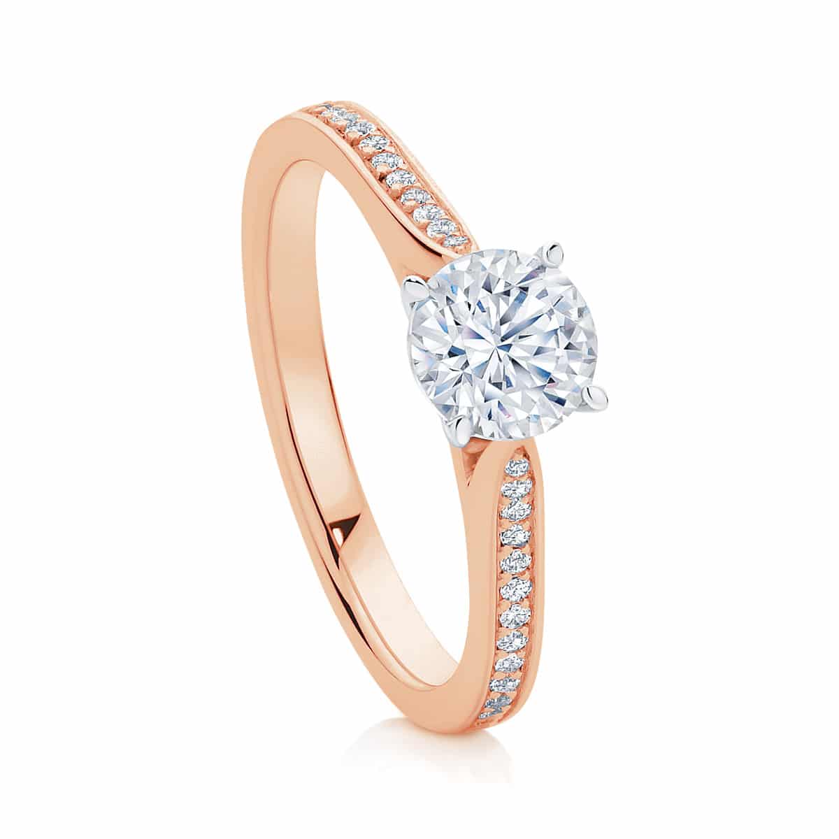 Round Side Stones Engagement Ring Rose Gold | Mirage