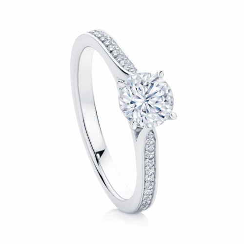 Round Side Stones Engagement Ring White Gold | Mirage