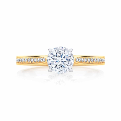 Round Side Stones Engagement Ring Yellow Gold | Mirage