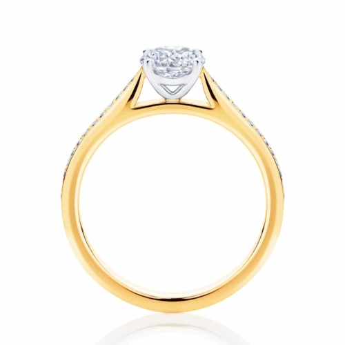 Round Side Stones Engagement Ring Yellow Gold | Mirage
