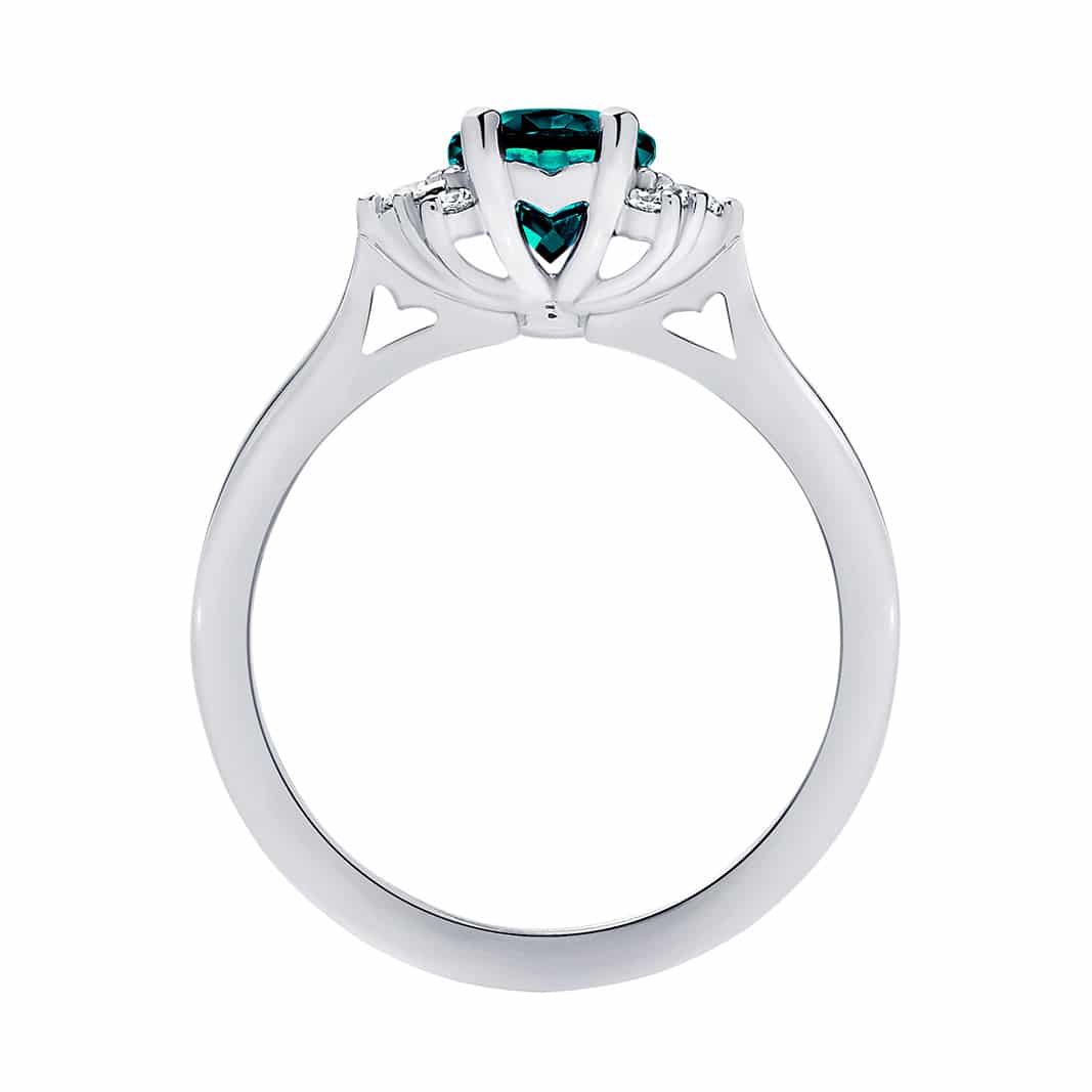 Teal sapphire engagement ring