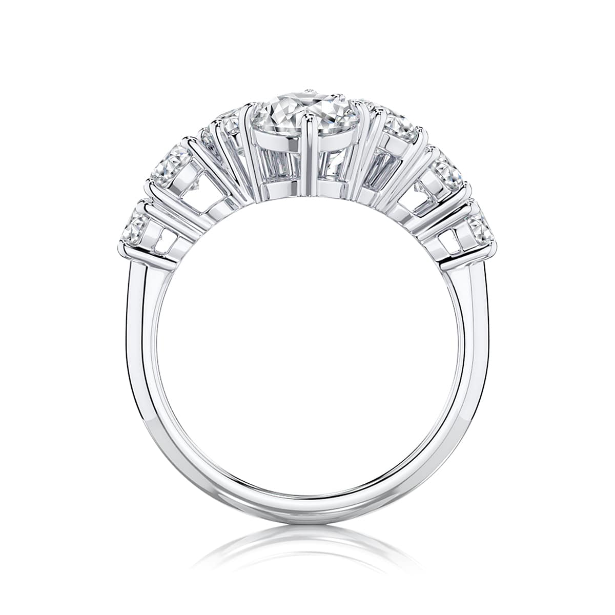Round Diamond Engagement Ring with Side stones in Platinum | Orion