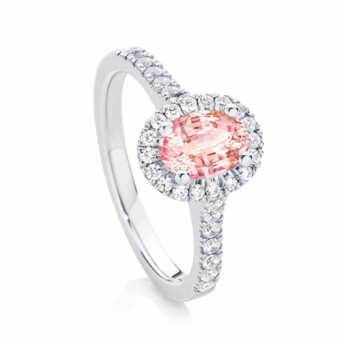 Oval Halo Engagement Ring Platinum | Peach Rosetta
