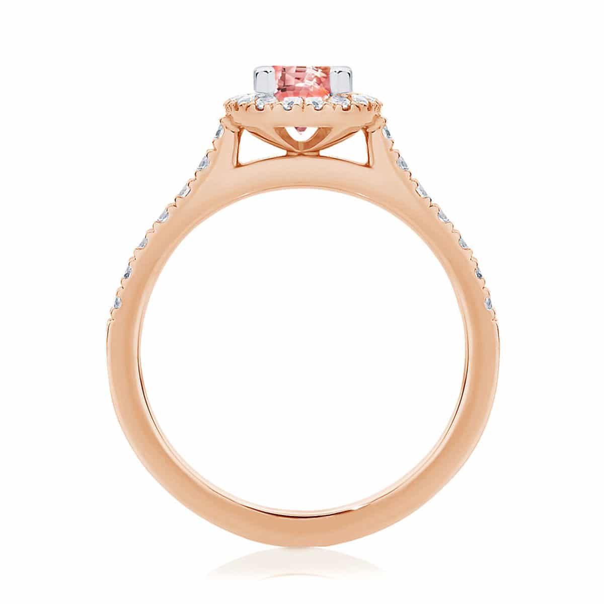 Oval Halo Engagement Ring Rose Gold | Peach Rosetta