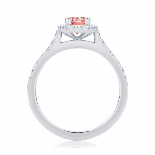 Oval Halo Engagement Ring White Gold | Peach Rosetta