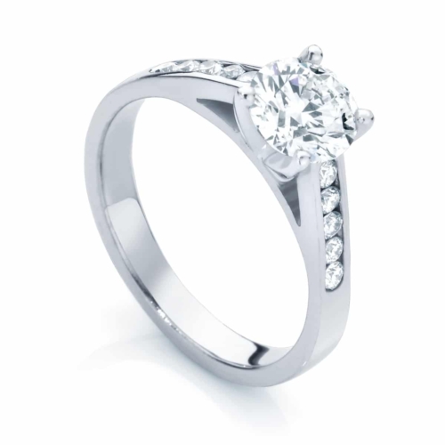 Round Side Stones Engagement Ring Platinum | Poppy