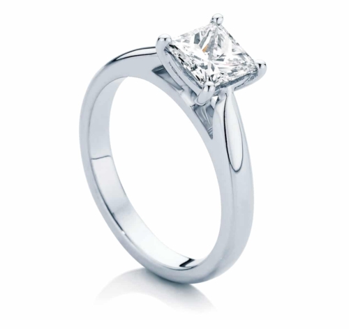 Princess Solitaire Engagement Ring White Gold | Principessa