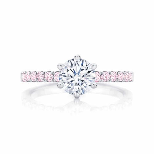 Round Side Stones Engagement Ring Platinum | Rose Amore IV