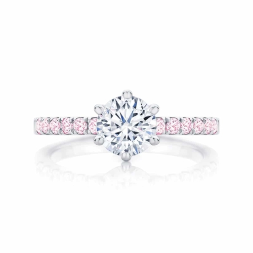 Round Side Stones Engagement Ring White Gold | Rose Amore IV