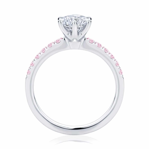 Round Side Stones Engagement Ring White Gold | Rose Amore IV