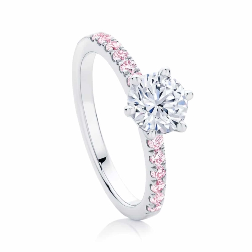 Round Side Stones Engagement Ring White Gold | Rose Amore IV