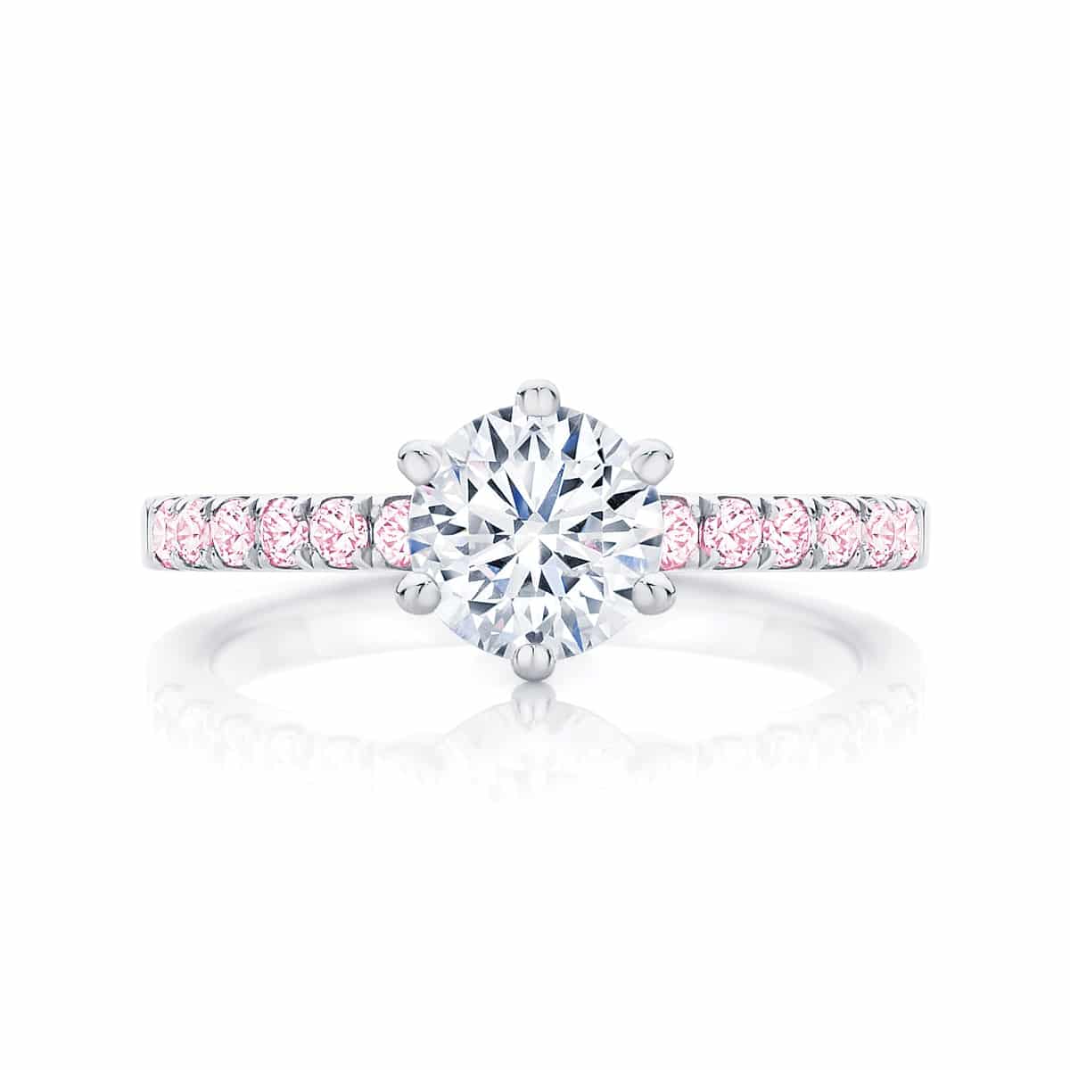 Round Side Stones Engagement Ring Platinum | Rose Amore