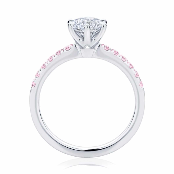 Round Side Stones Engagement Ring White Gold | Rose Amore