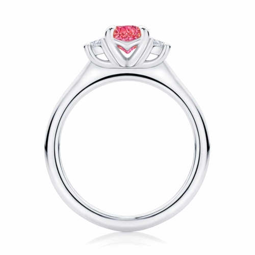 Oval Three Stone Engagement Ring White Gold | Rose Trio