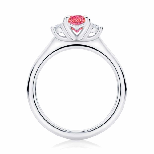 Oval Three Stone Engagement Ring White Gold | Rose Trio