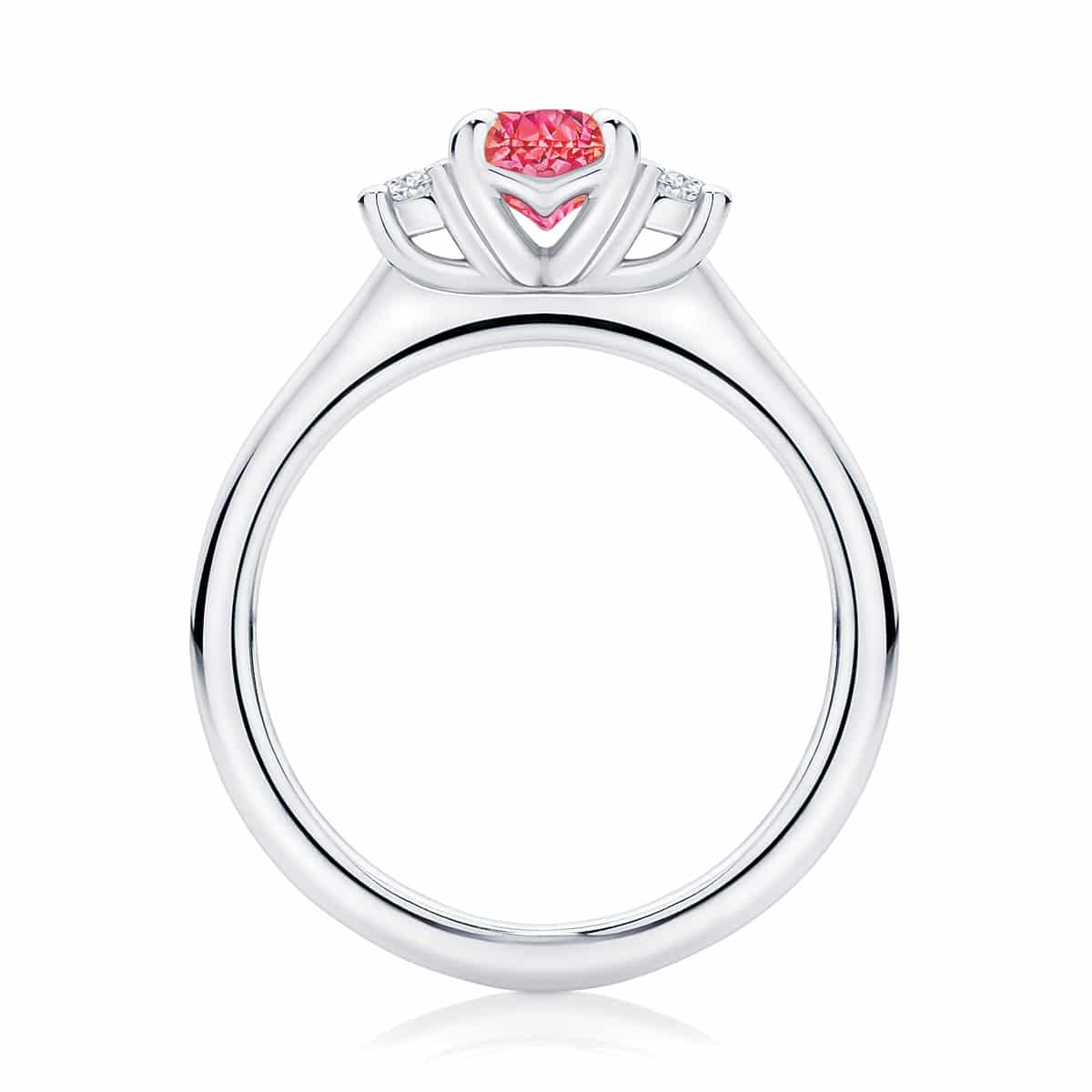 Oval Three Stone Engagement Ring White Gold | Rose Trio