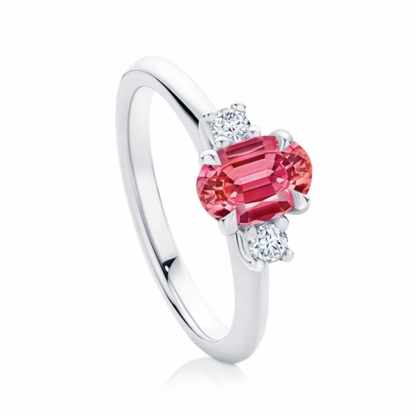 Oval Three Stone Engagement Ring White Gold | Rose Trio